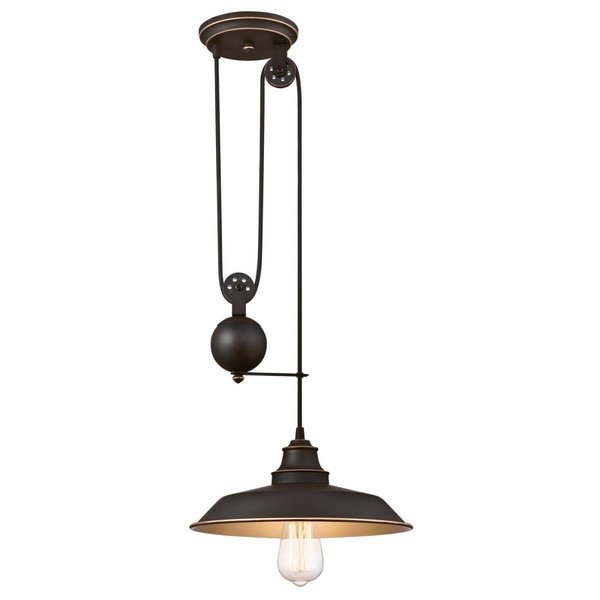 Westinghouse Pendant 60W Pulley Iron Hill 12In ORB High-Lights Shade 6363200